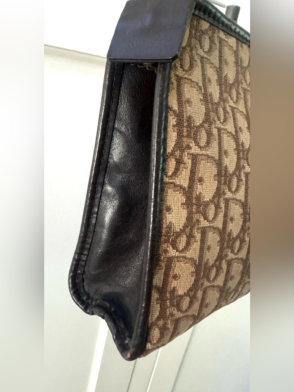 CHRISTIAN DIOR Vintage Trotter Oblique Brown Pouch Clutch Bag w/ COA + Chain - Picture 4 of 14